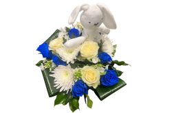 geboorteboeket jongen met knuffel