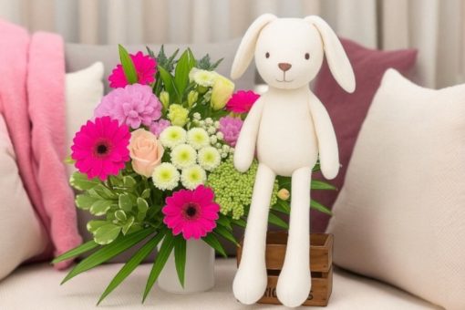 geboorteboeket meisje met knuffel