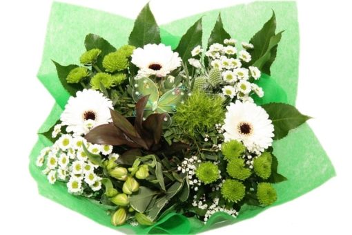 Vaderdag biedermeier wit bloemen boeket