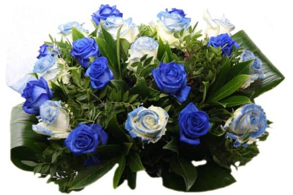 mix blauwe en blauwe glitter rozen
