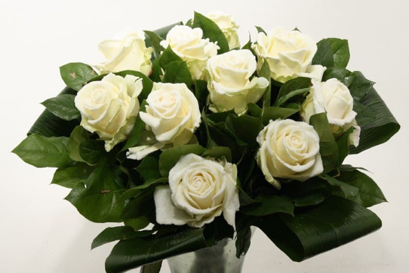 boeket glitter witte rozen