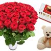 40 rode rozen in luxe vaas