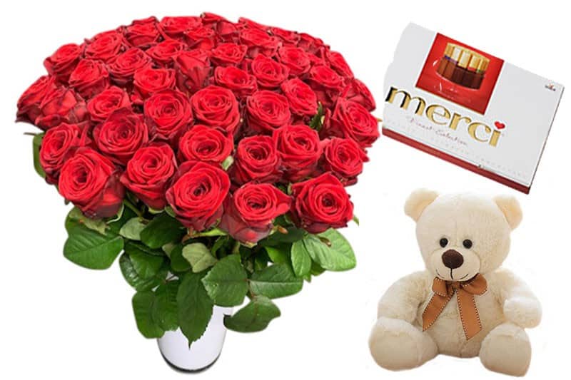 Valentijnsdag rode rozen met merci