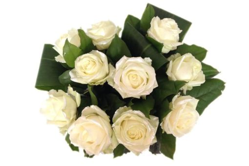 boeket witte satin rozen