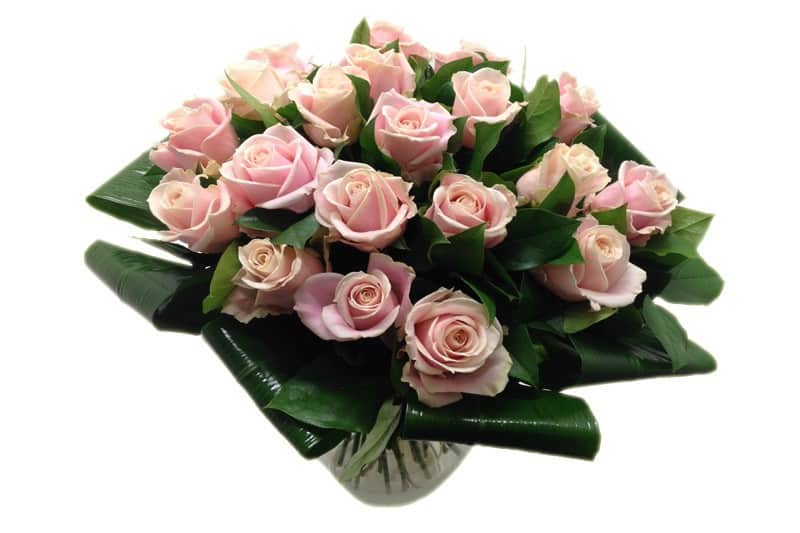 Gefeliciteerd bloemen boeket roze rozen