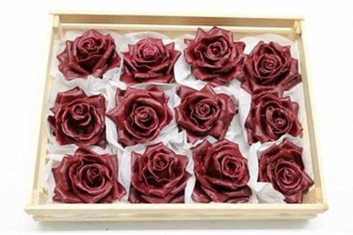 Zijde wax bordeaux rode rozen koppen rood
