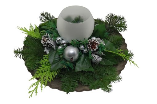 kerststuk zilverkleurig