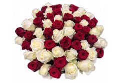 witte en rode rozen boeket