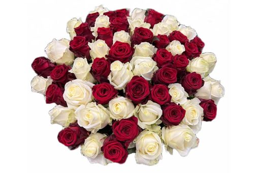 witte en rode rozen boeket