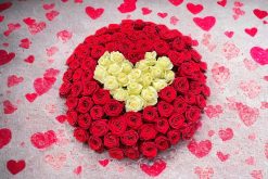 100 rozen met wit hart
