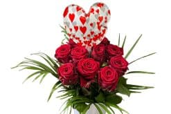 valentijn 10 rode rozen met ballon
